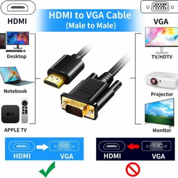 HDMI Stecker VGA Stecker Kabel FullHD 1080p Adapter Vergoldet 1m
